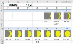 エクセルで月齢カレンダー Syundoファイル